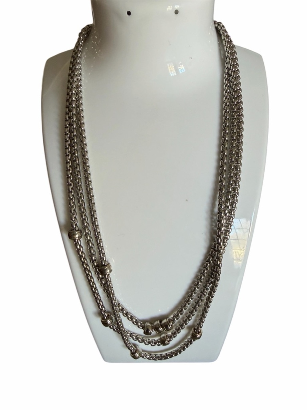 Artisan Made Triple Strand Silver Tone Necklace